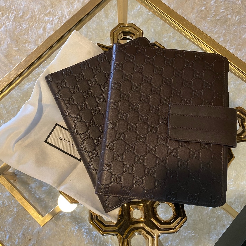 Gucci IPad Leather Case Brown